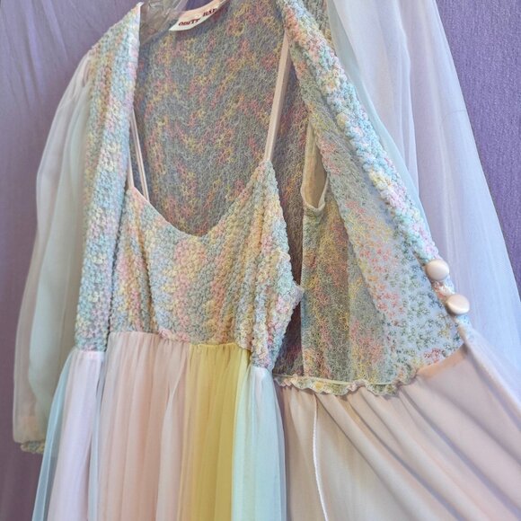 Vintage Lingerie Odette Barsa. Original with tags. Pastel Rainbow Peignoir - Picture 5 of 6